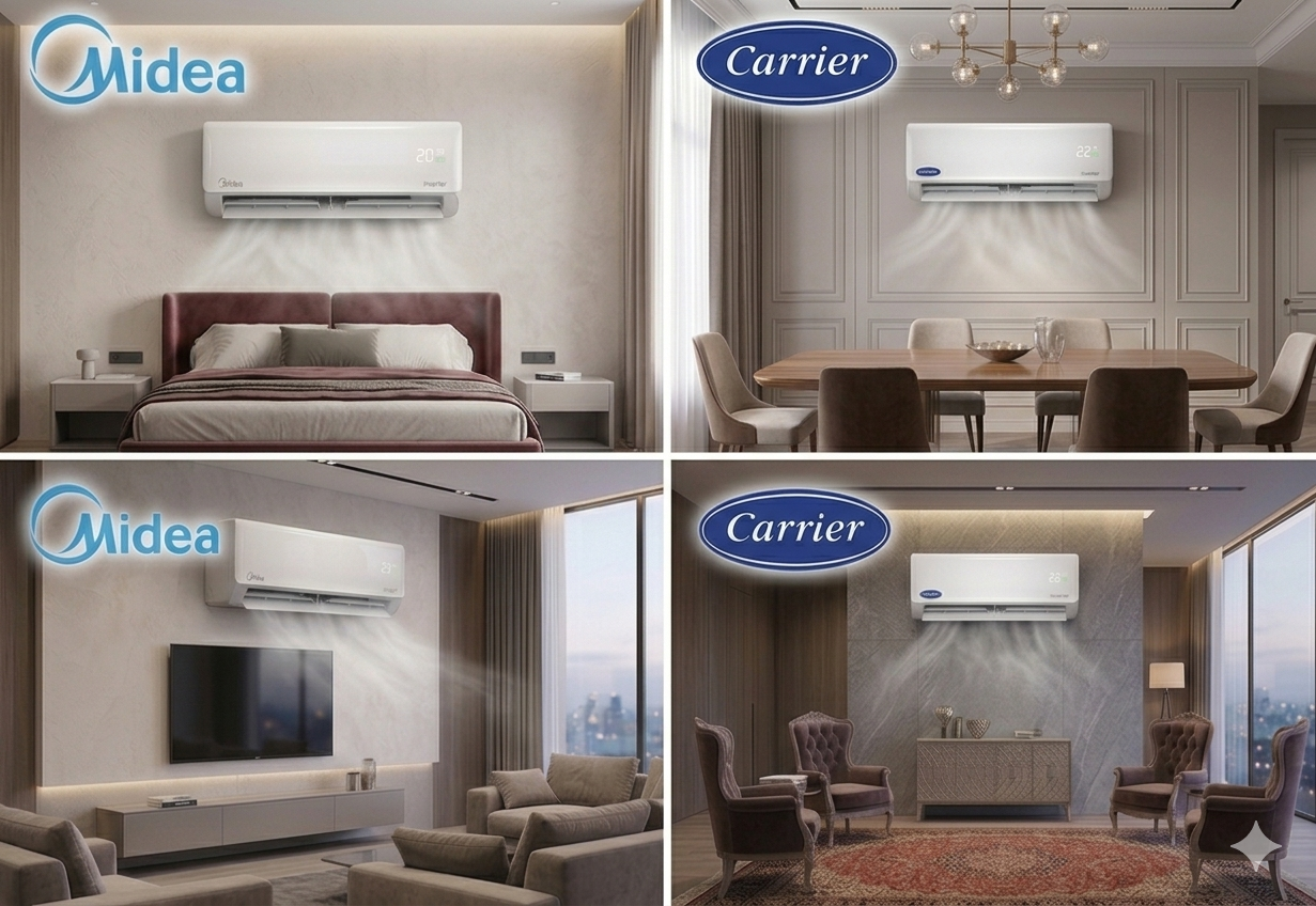 تكييف سبليت حائطي Carrier و Midea للشقق والبيوت